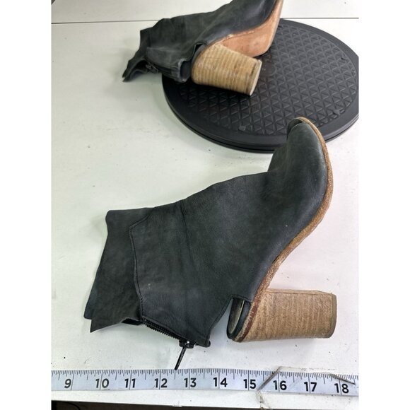 Free People Golden Read Peep Toe Leather Boots Dark Gray Sz 38 / 8 US - Picture 13 of 13